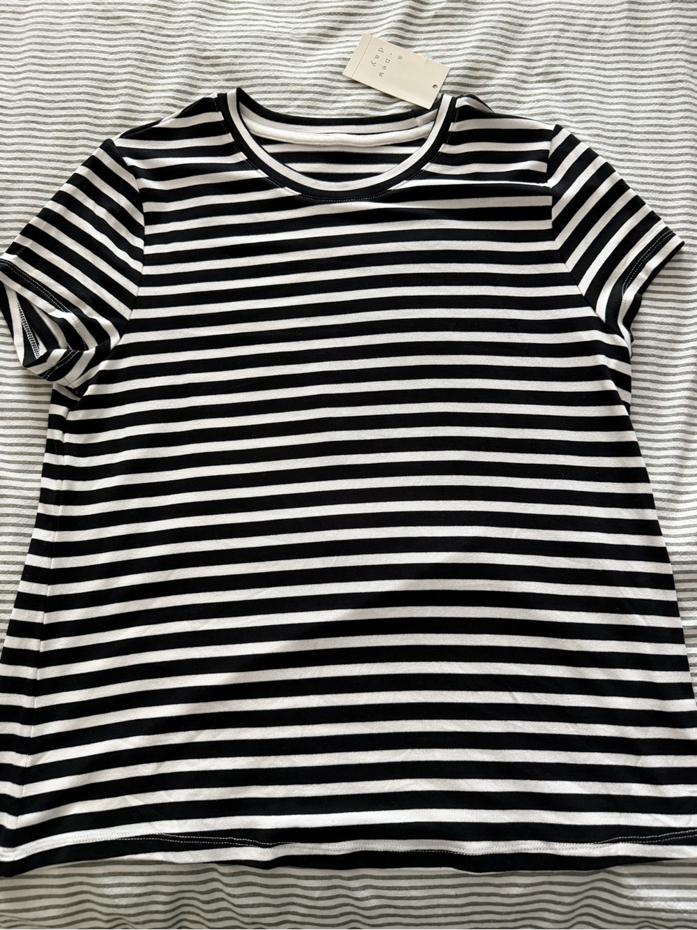 A New Day Classic Black & White Striped Short-Sleeve Top